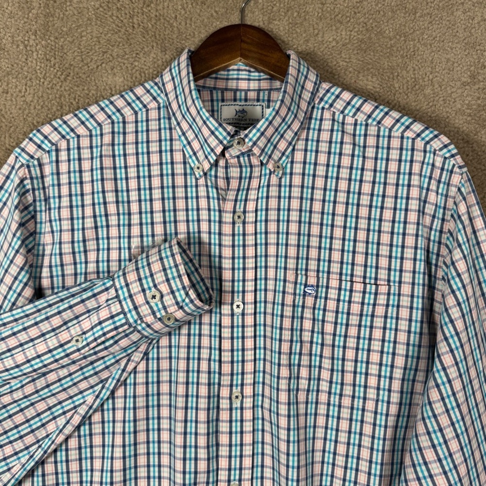 Southern Tide Intercoastal Shirt Mens Large Multi Plaid Performance Button Down